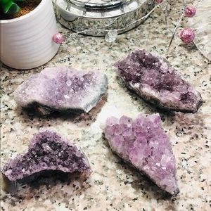 Purple Amethyst Crystal Quartz Geodes Set of 4